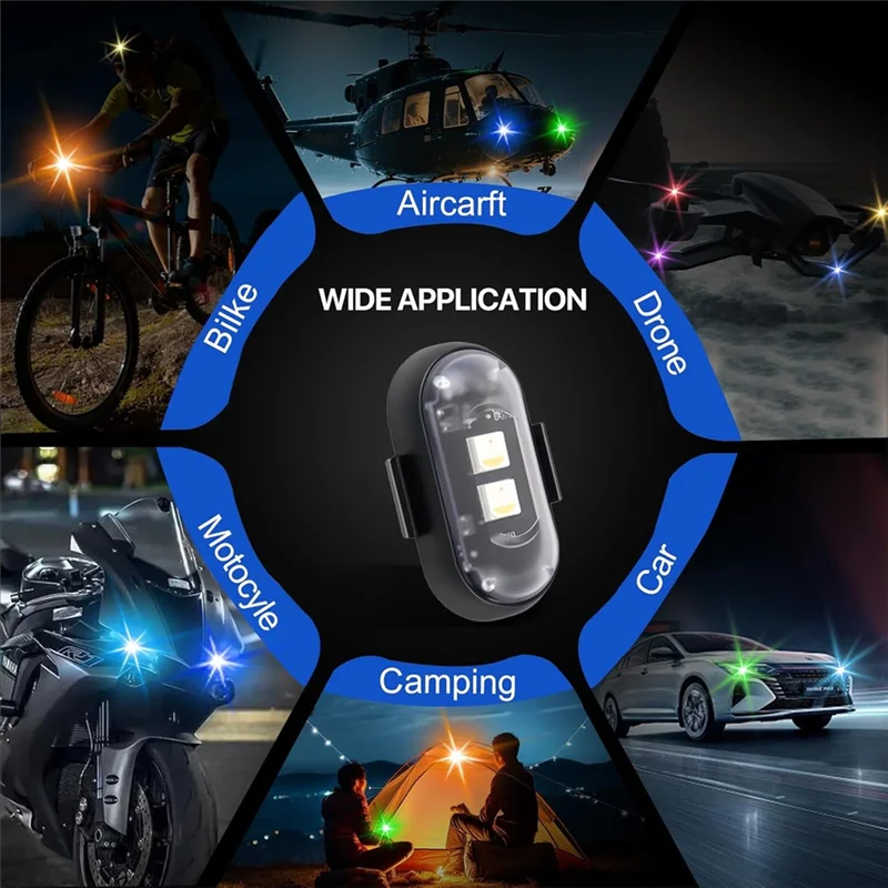 A04G-10PCS Wireless LED Lights For Car With Remote Control–High Brightness USB Charge Strobe Light 8 Colors