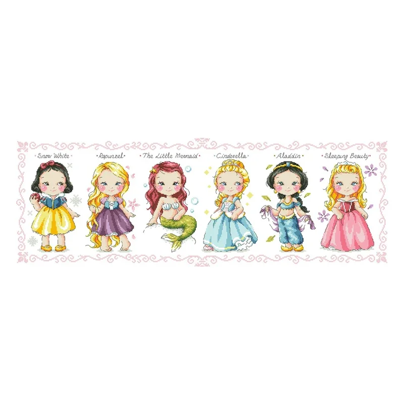 Amishop Gold Collection Zestaw do haftu krzyżykowego Princess Collection Królewna Śnieżka Roszpunka Syrenka Kopciuszek Śpiąca Królewna SO