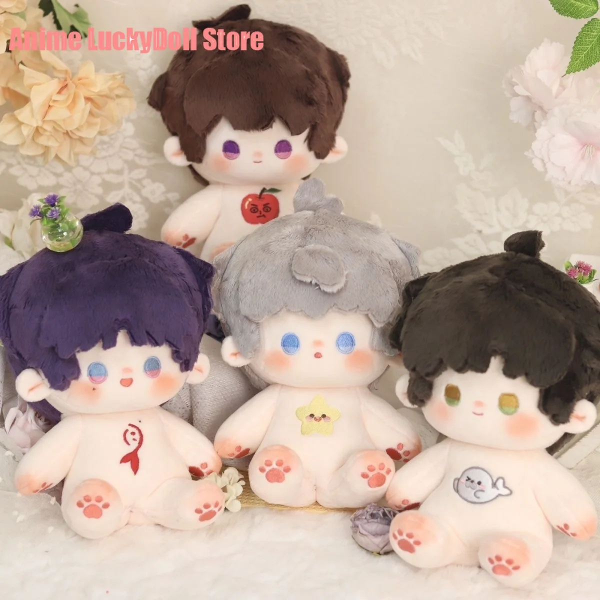 20cm Anime Love and Deepspace Sylus Cosplay Hair slices Series Sitting Posture Dress-up Body Plush Doll Stuffed Toys Maumet Toys