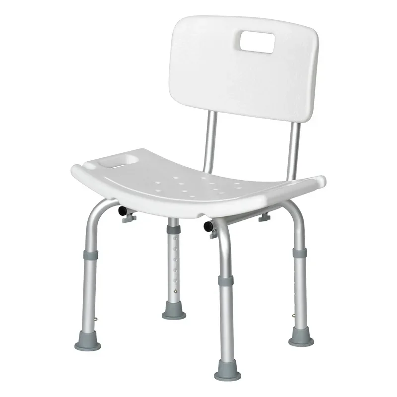 Disabled Elderly Aluminum Alloy Shower Bench, Bathroom Shower Chair, Pregnant Woman Anti Slip Stepping Stool with Backrest