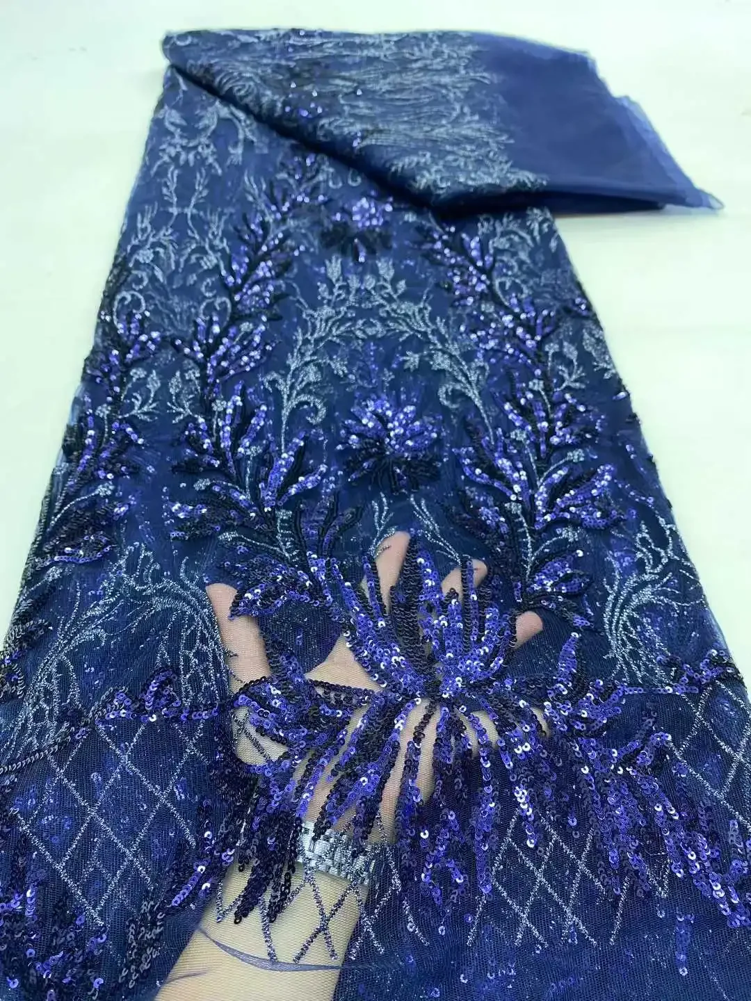 African Lace Fabric 2025 Sequins Embroidery Nigerian Bridal High Quality French Tulle Lace Fabric for Dresses Sewing CC1667