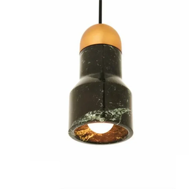 Nordic single-head chandelier simple post-modern restaurant bar decoration marble light luxury bedroom bedside small hanging lam