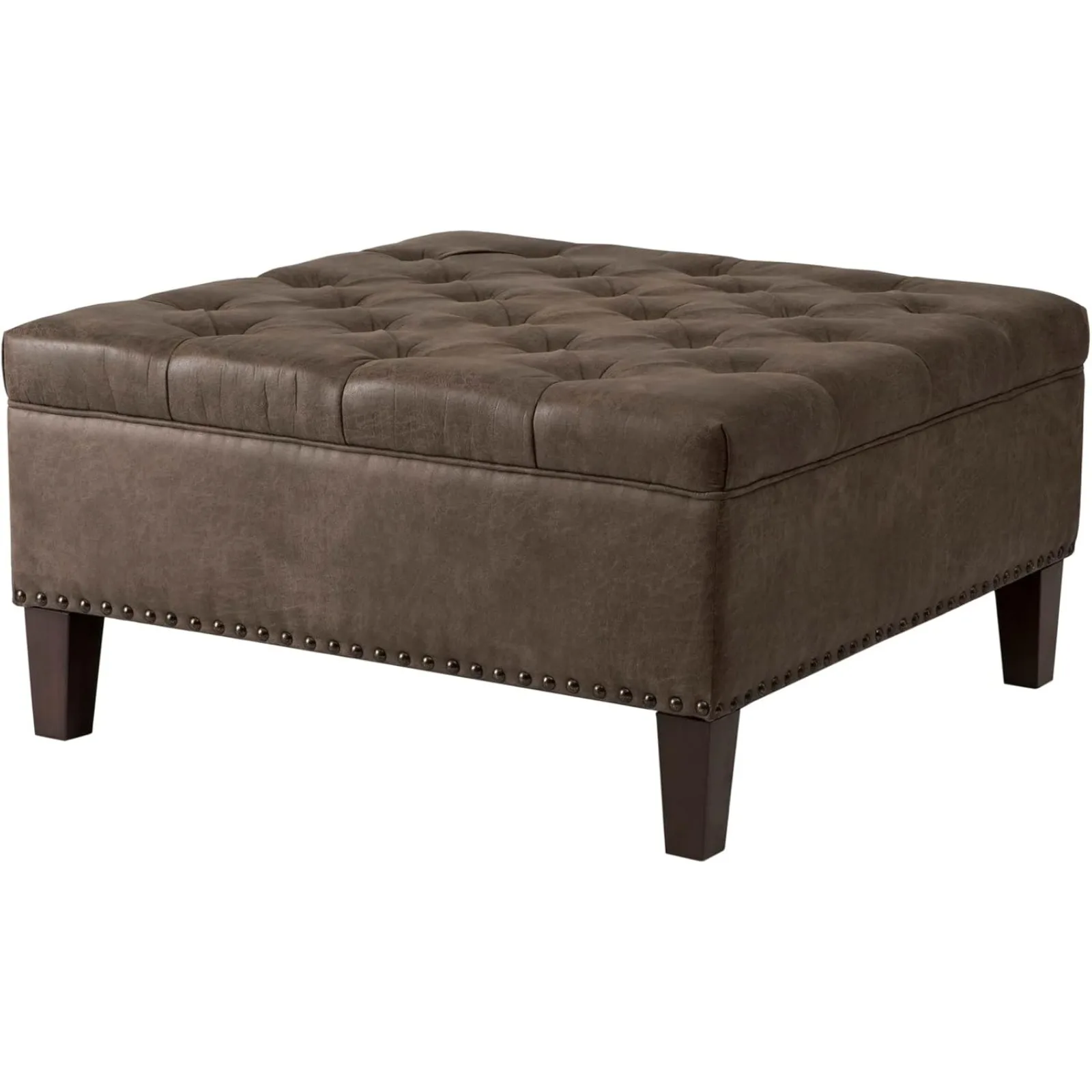 US Lindsey Cocktail Ottoman - Square Tufted, Faux Leather Coffee Table for Living-Room, Modern All Foam