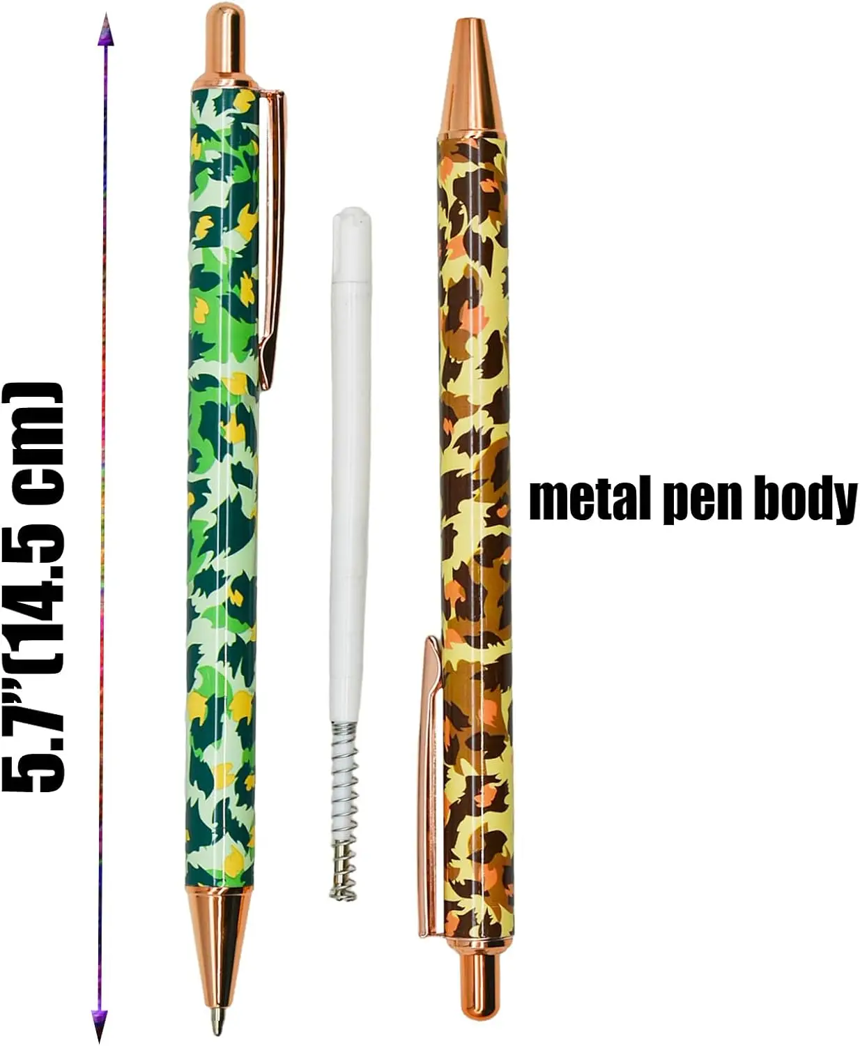 8 PCS Metal Camouflage Pens Leopard Ballpoint Pen Fancy Cheetah Pens For Women Military Pen Camping Pens Army Pattern Pens Black