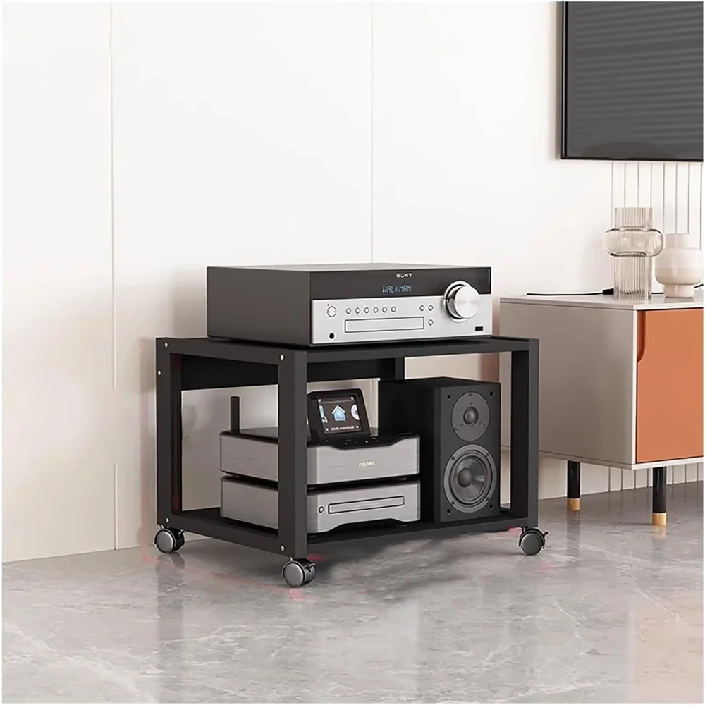 

2 Tier Small Audio Vedio Electronic Component Storage Unit Stereo Receiver Shelf, Media Furniture Cabinet