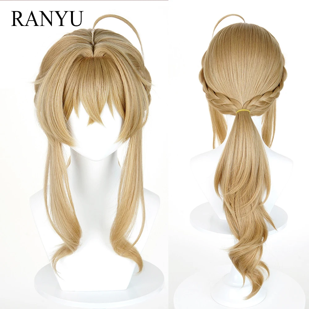 

Светло-коричневые длинные волнистые синтетические парики с челкой, аниме-игра, косплей, пушистый плетеный парик для повседневной вечеринки