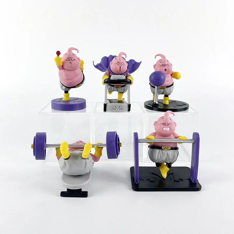 5 Pieces / Set Body-building Fitness Majin Buu Cute Version Action Figure PVC Doll Toys Collection Model