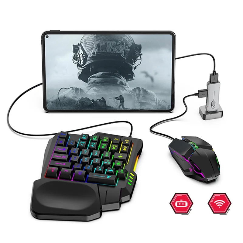 

Upgraded 5 In 1 Mobile Controller Gaming Keyboard Mouse Converter BT 5.3 For PUBG Gaming Keyboard And Mouse Combo
