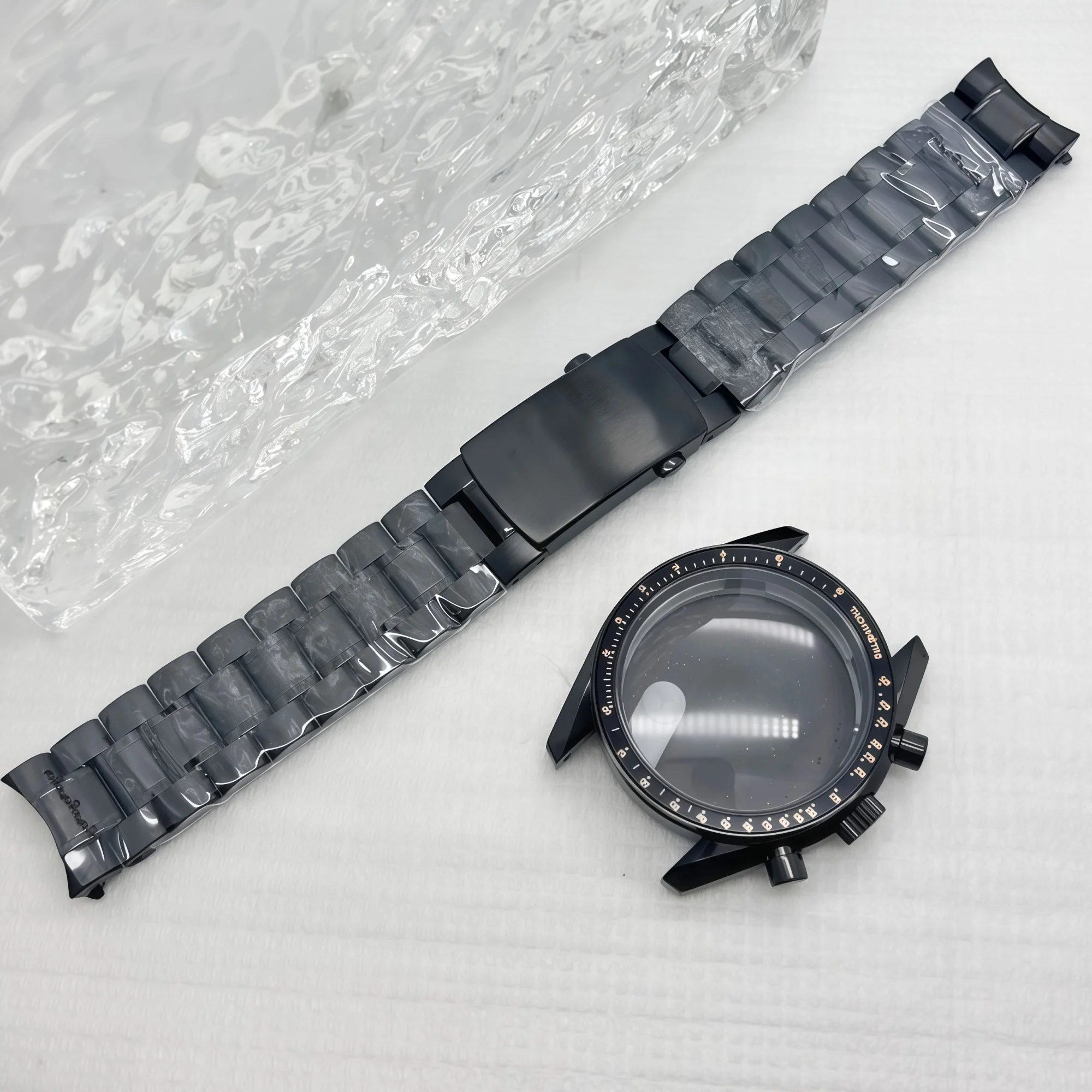 時計 request watch parts Black Multifunctional 39.7mm Watch Case Suitable for Japan VK63A
