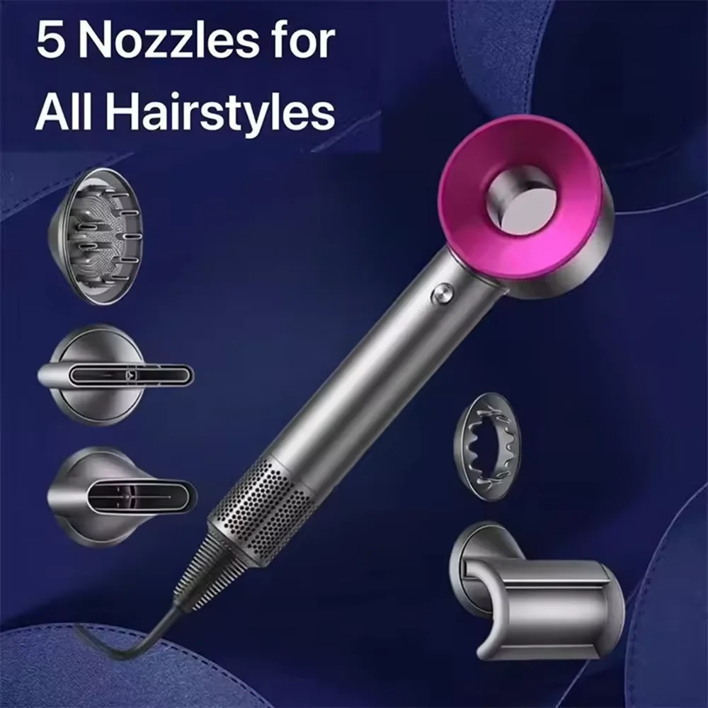 5 en 1: nuevo secador de pelo con función de aire caliente y frío, herramienta de alta calidad, ligera y de secado rápido para un cabello suave y bien peinado, 1600 W.