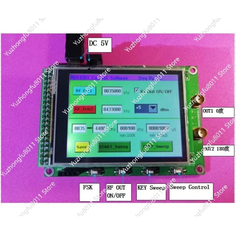 ADF4350 ADF4351 Module TFT Color Screen, Touch Screen STM32 Frequency Sweep, Radio Frequency Signal Source