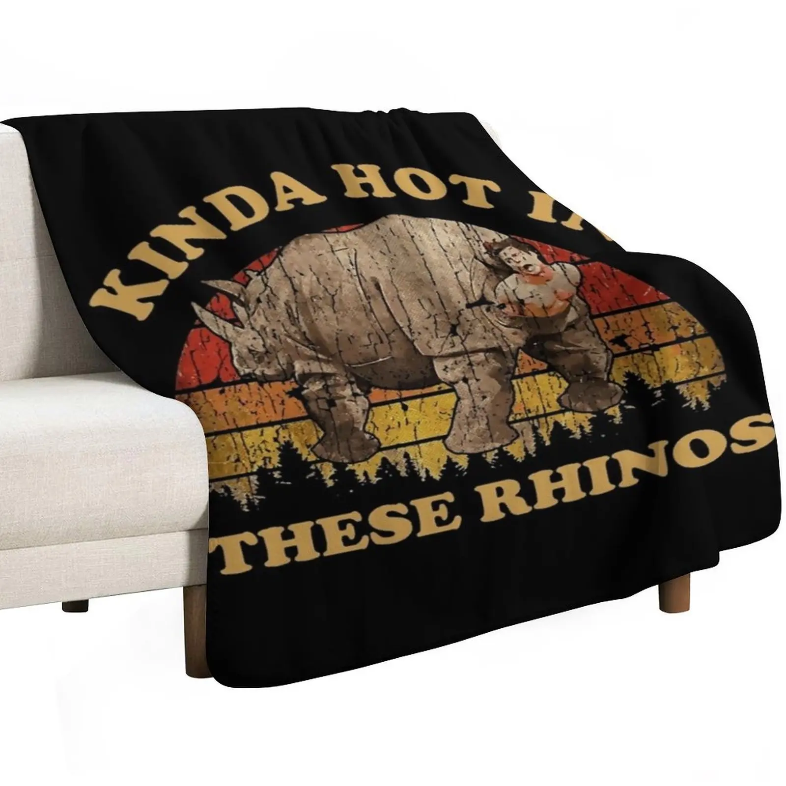 KINDA HOT IN THESE RHINOS EXCLUSIVE ART Throw Blanket heavy to sleep Heavy Bed Nap Plaid Blankets