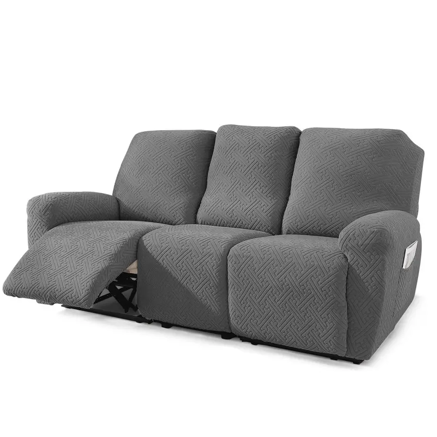 

BROTHERS Recliner Couch Cover, Stretch Recliner Sofa Slipcovers Soft Reclining Sofa Cover 3 Seater with Storage Pockets for Kids