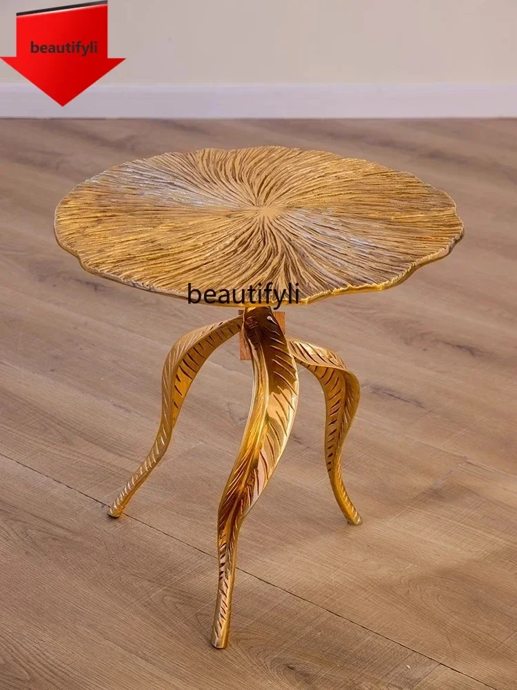 Q181 Modern minimalist retro style creative design artistic home brass seaweed coffee table