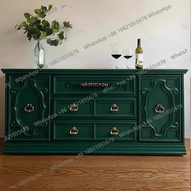 

French solid wood old retro side cabinet simple modern locker hand-carved multi-function R