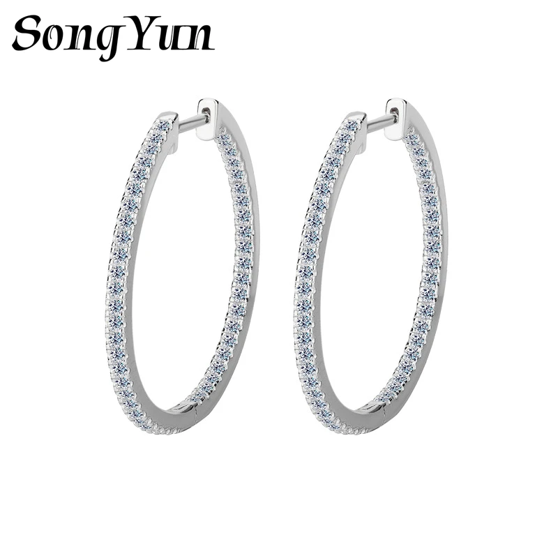 

SONGYUN Brand Jewelry 925 Sterling Silver Earrings Moissanite Diamond Drop Formal for Bride Rhodium Plated MST Patent Earring
