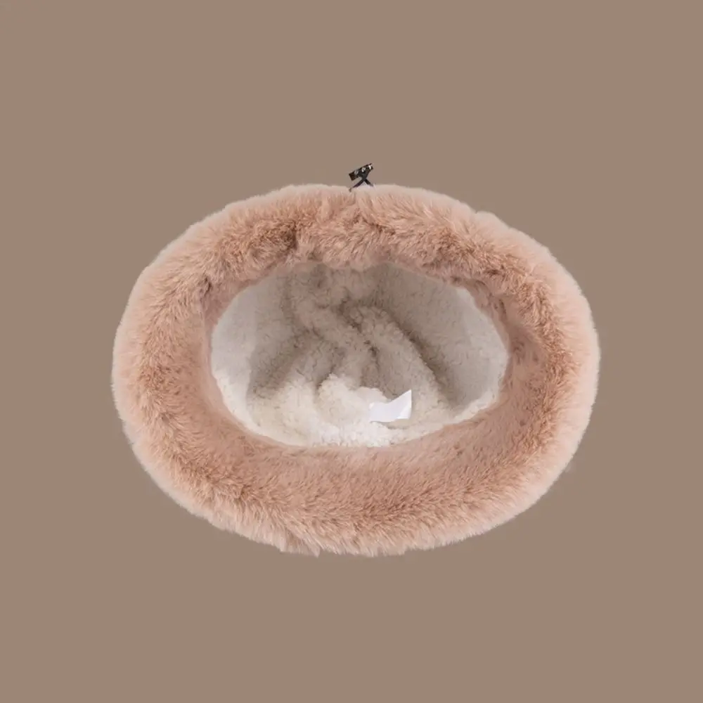 Chapeau Panama en velours coupe-vent, à large bord, en peluche, en fourrure moelleuse, seau, Protection des oreilles épaisse, casquette chaude pour l'extérieur