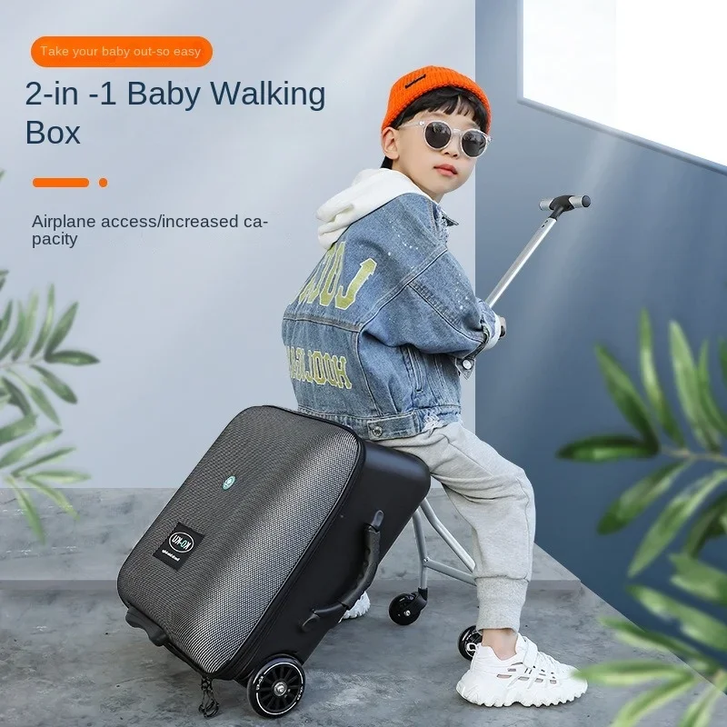 Kids Suitcase Fashion Upgraded Version Baby Sitting on Trolley Tavel Bag Suitcase Carry on Rolling Luggage 20 Inch for Kids