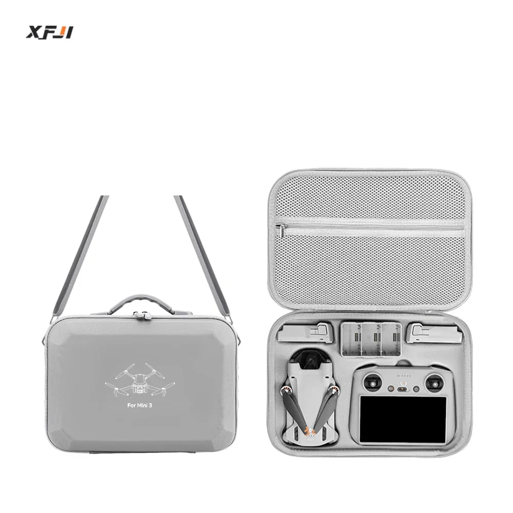 XFJI Carrying Case for DJI Mini 3 Storage Bag Suitcase for DJI Mini 3 Drone Accessories Handbags PU Splash-proof Shoulder Bag