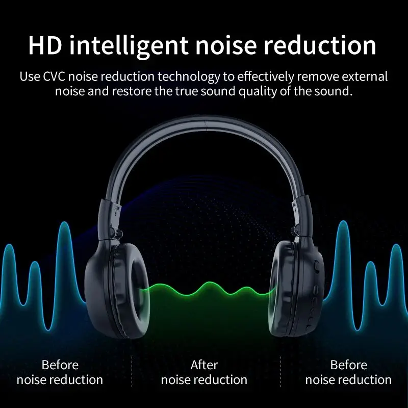 B570 cuffie bluetooth senza fili schermo a LED Heaset HiFi Stereo Deep Bass CVC supporto per cancellazione del rumore Micro Card Over auricolare