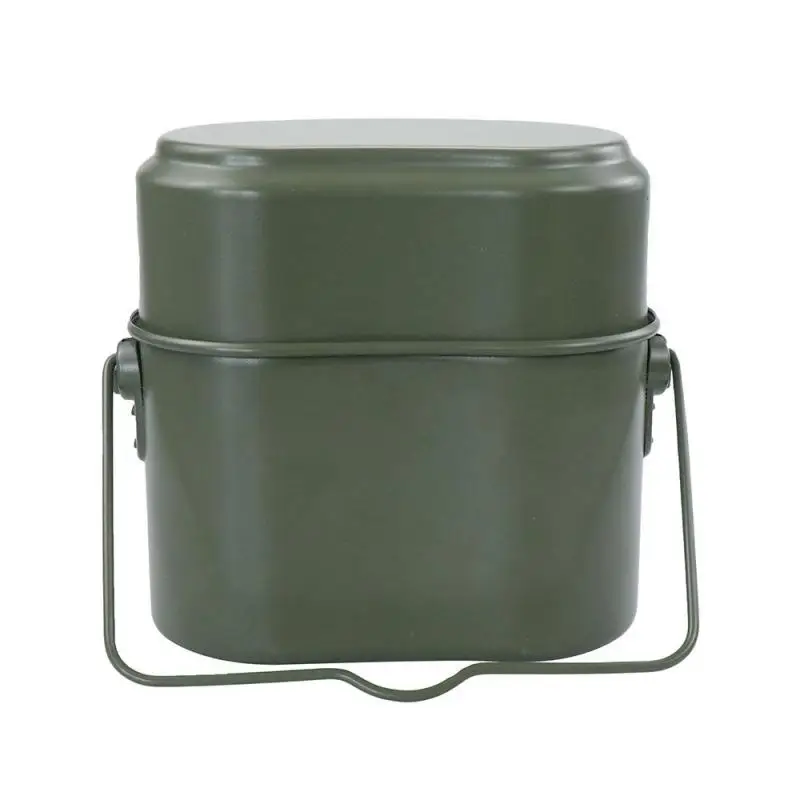 3PCS In 1 Aluminum Camping Lunch Box Army Canteen Cup Pot for Picnic Travel Water Cup Bowl Outdoor Military Cooking Cookware Set