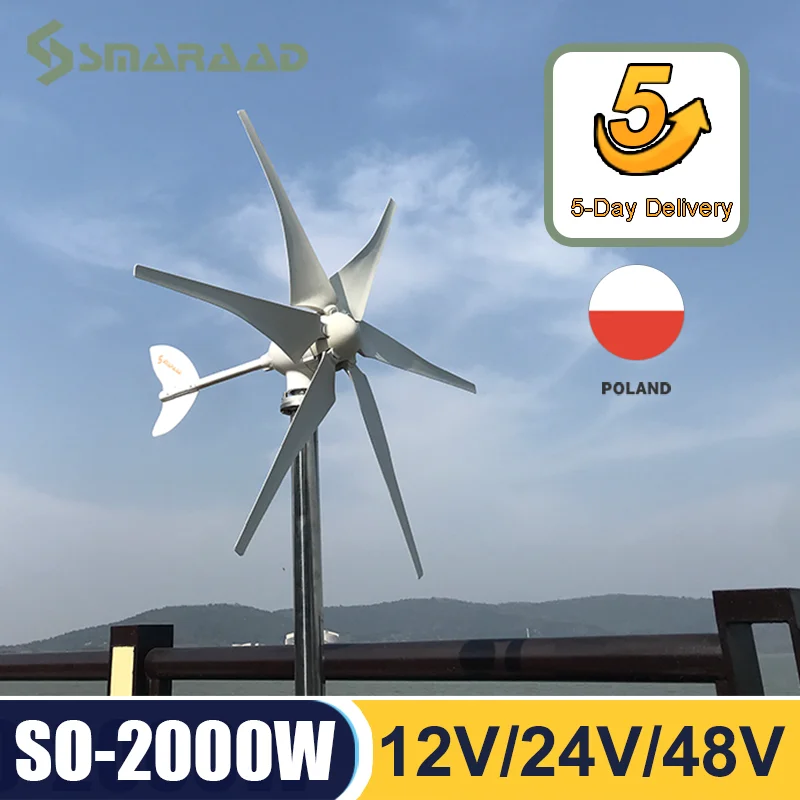 SMARAAD 2000W Wind Turbine Generator 12V 24V 48V Free Energy For Home Factory Farm Use Low Wind Speed