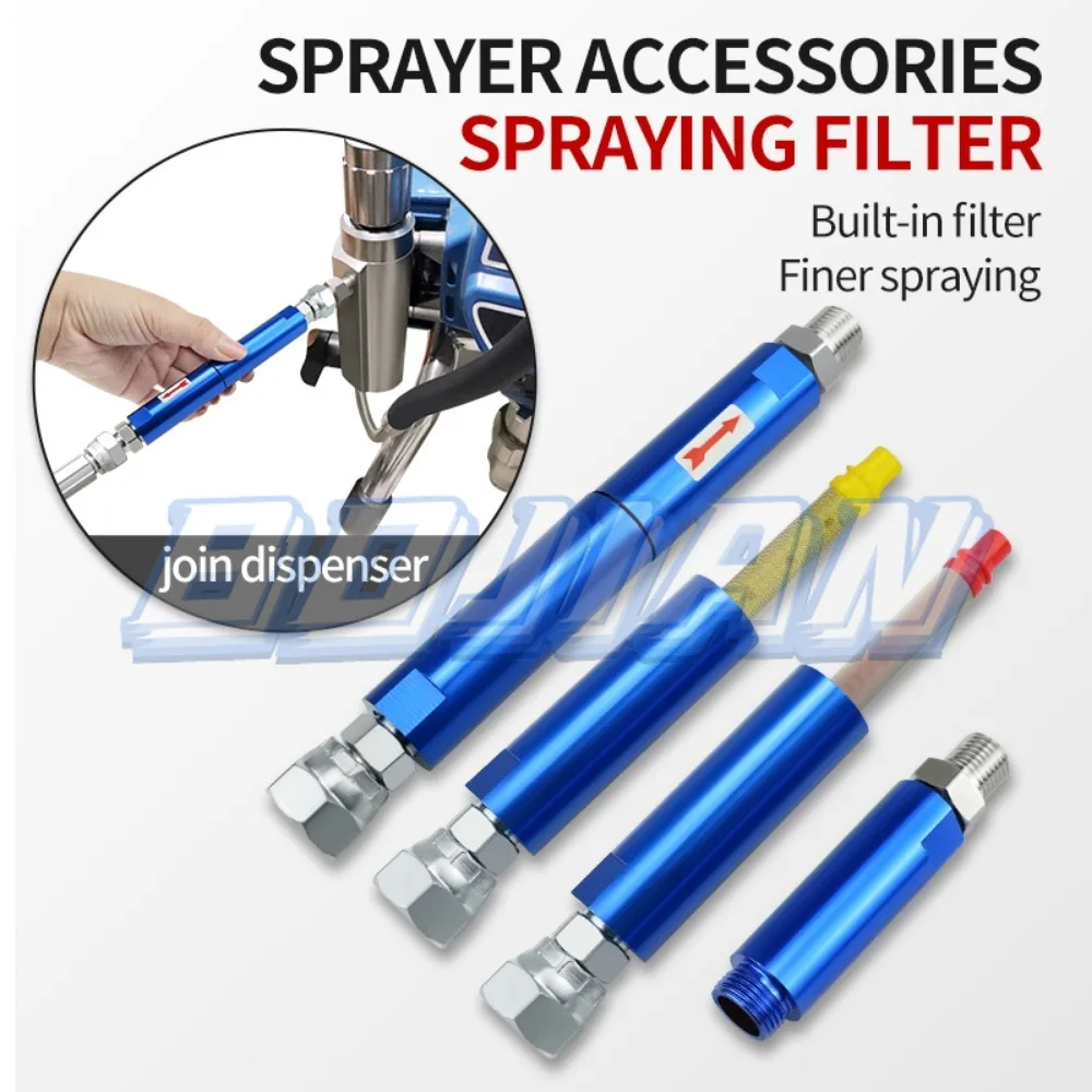 Blue Filter With Two Connector Joint Adapters Airless Paint Spray Gun Accessories