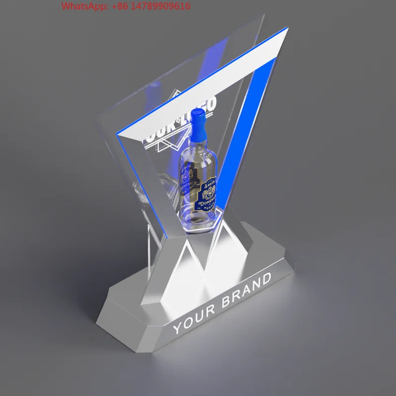 High-End Bespoke LED Bottle Display RackAlcohol Drink Shop Liquor Wine Store Showroom Countertop Display Rack LED Whisky Brandy