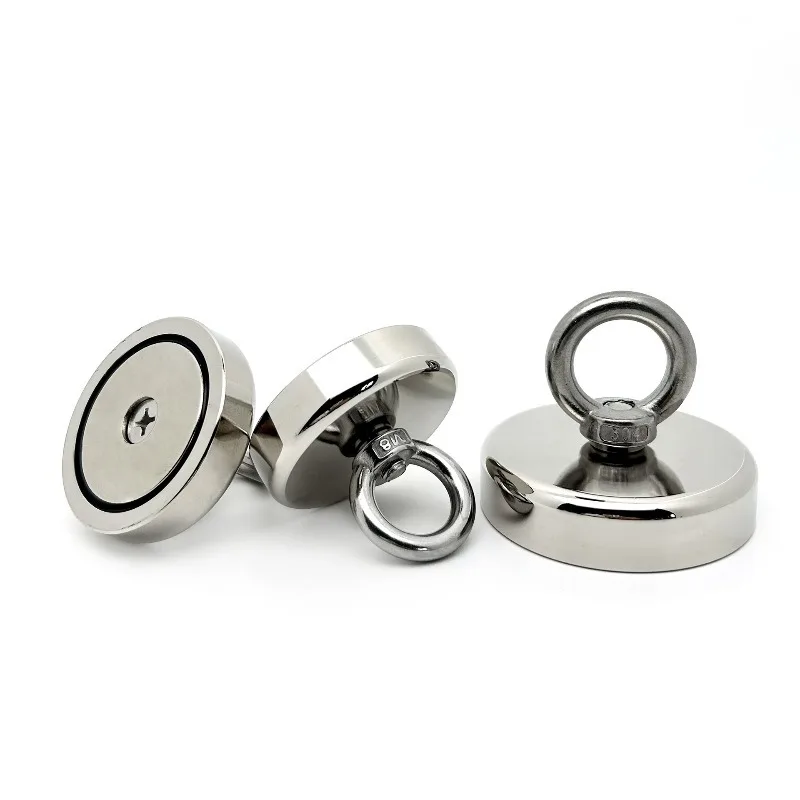 Heavy Duty Round Neodymium Fishing Magnet Stainless Steel Waterproof Rustproof Strong Pull Force Salvage Magnet