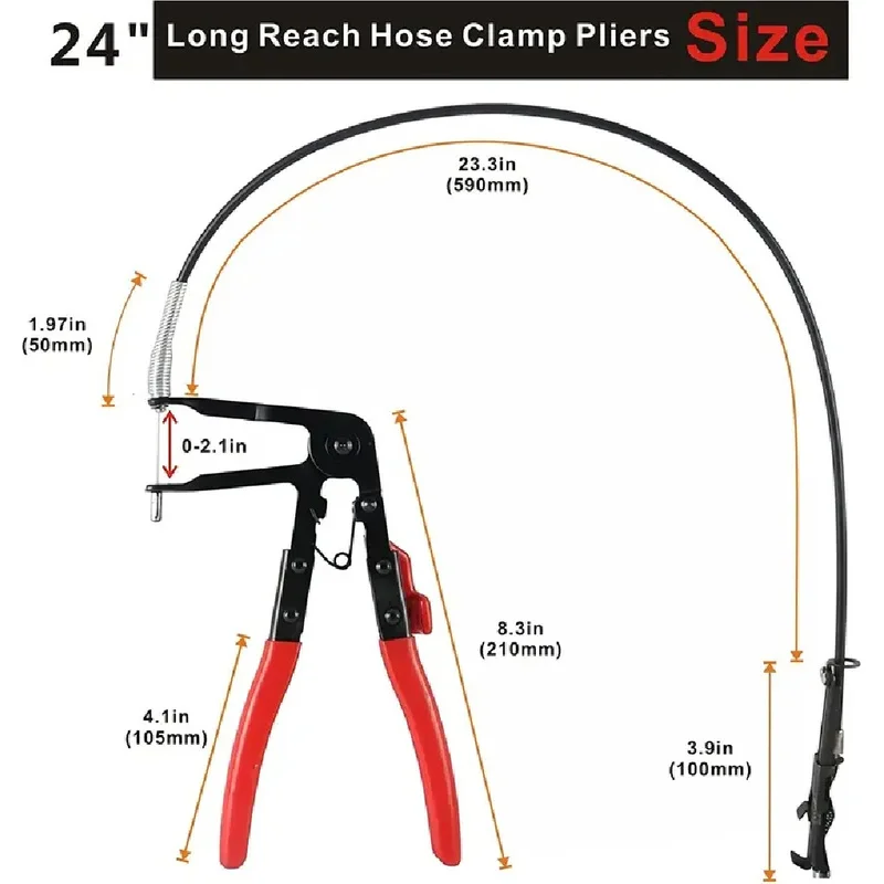 Flexible Cable Hose Clamp Pliers Long Reach Auto Water Pipe Buckle Remover Car Repair Disassembly Hand Tool