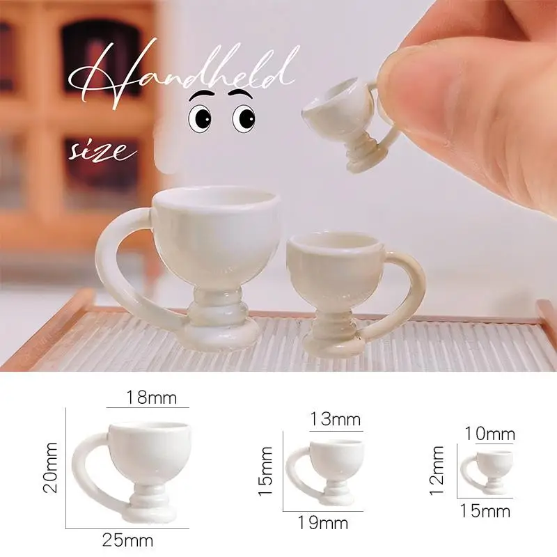 3 pçs casa de boneca em miniatura xícara de café alta ornamento simulação cozinha caneca modelo brinquedos para mini decoração casa de bonecas acessório