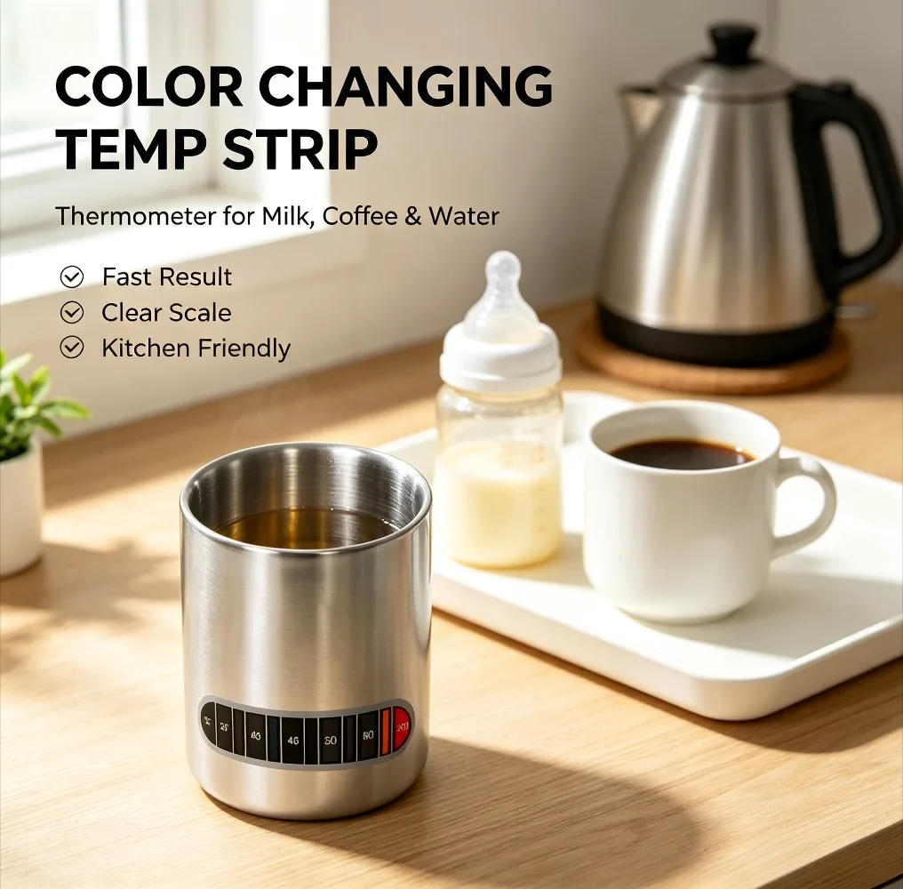 Baby Bottle Thermometer Color Changing Temperature Sticker 37 To 70 Celsius For Milk Cup Coffee Water Test Home Kitchen