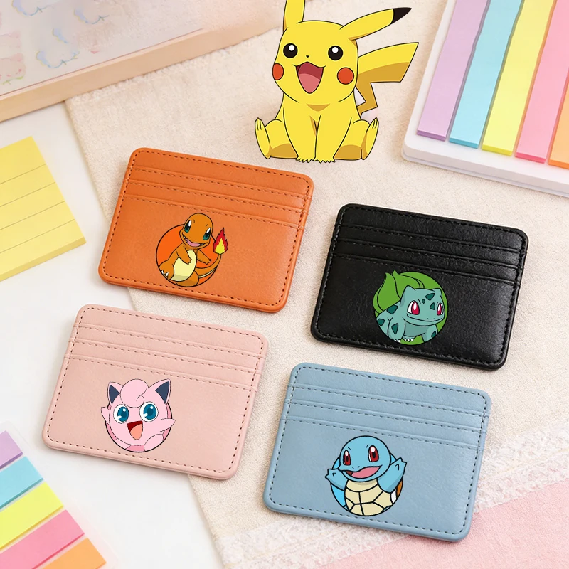 

Pokemons Man for Game Anime Cute Multi Slot Pu Leather Card Holder Front Pocket Portable Kid Boys Girl Paper Currency Coin Purse