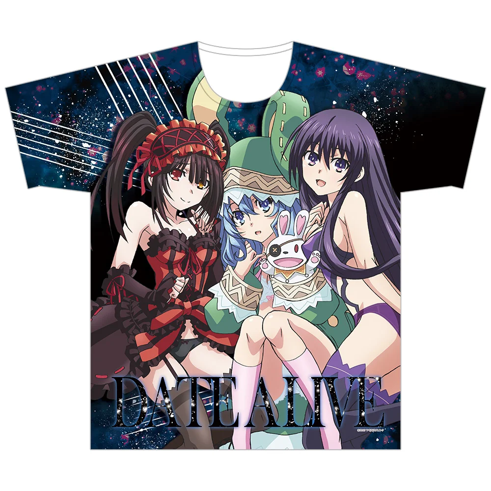 Men's T-shirt Anime Date A Live 3D Print Short Sleeve Street Hip Hop Fashion T-shirt Comfortable Casual Oversized Cosplay Tees