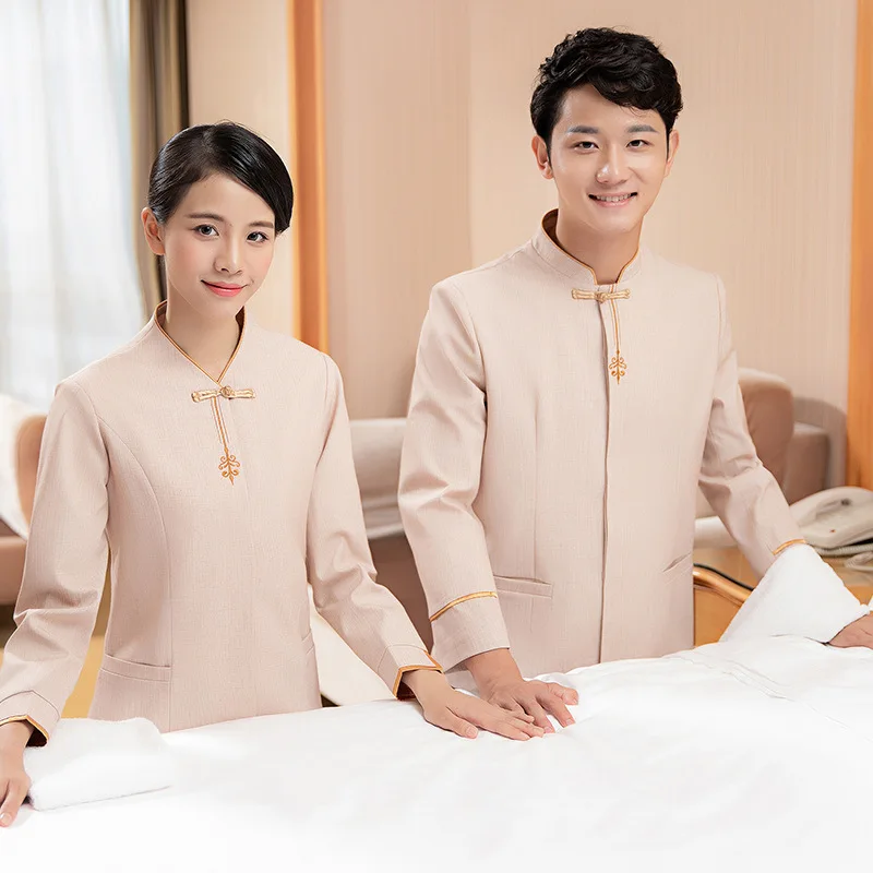 زي تنظيف الممتلكات بأكمام طويلة لغرفة الضيوف في الفندق، ملابس عمال التنظيف، زي عمل تنظيف المستشفى للخريف والشتاء