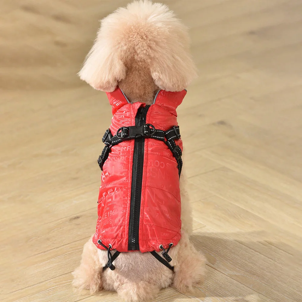 1pcPet clothing Autumn and winter warm dog cotton-padded coat with pile and heavy strap clothing Pet supplies