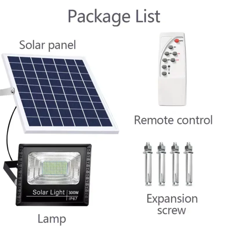 Foco LED de 30W con energía Solar, luces de inundación solares para exteriores IP67, lámparas de pared solares de calle impermeables para jardín con Control remoto