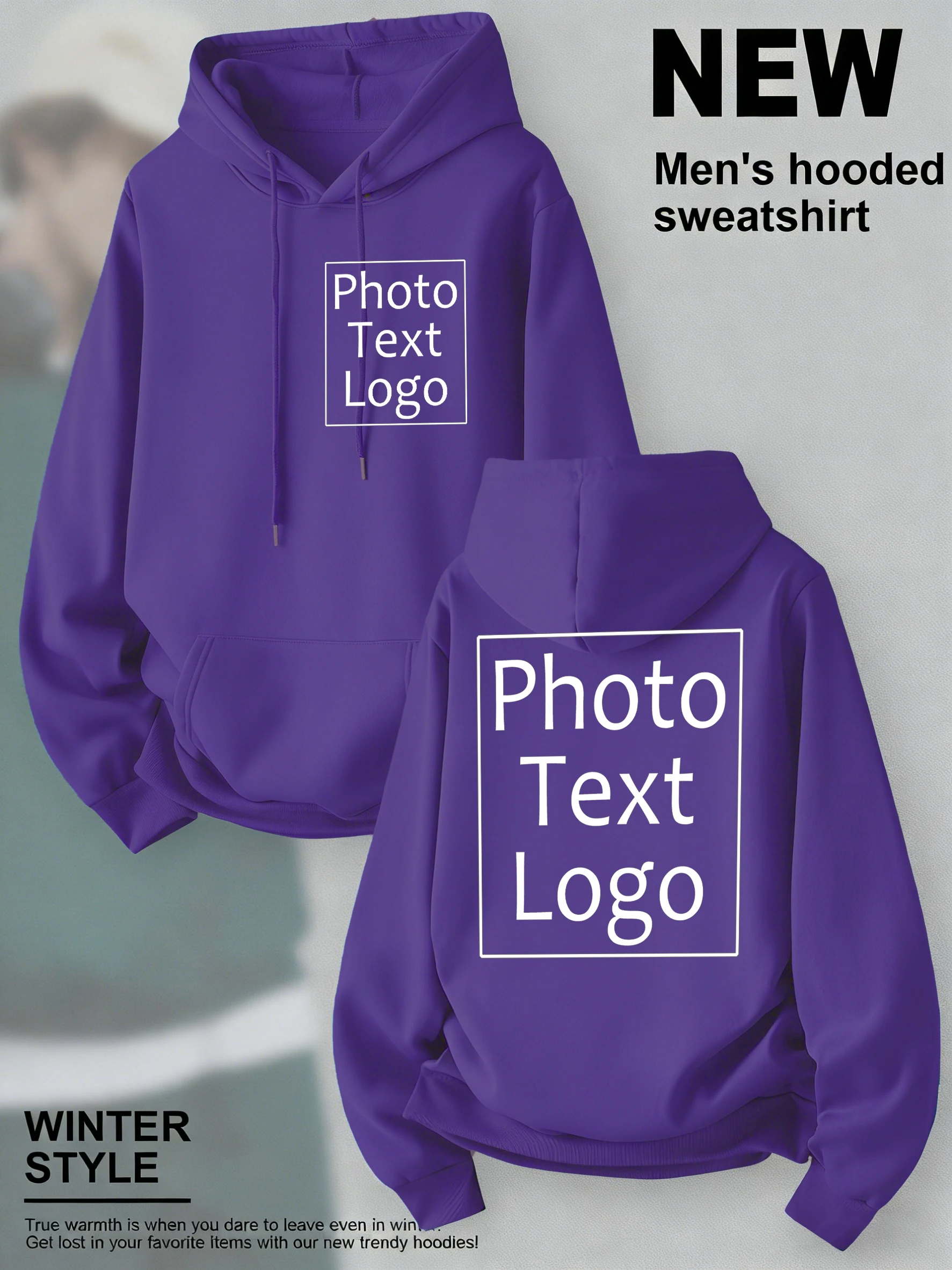 Personalisierter, individuell gestalteter Herbst-Freizeit-Sport-Hoodie für Herren, Fleece-Team-Basic-Sweatshirts, Streetwear, Büro-Arbeitskleidung, kreative Kleidung – Detail 17