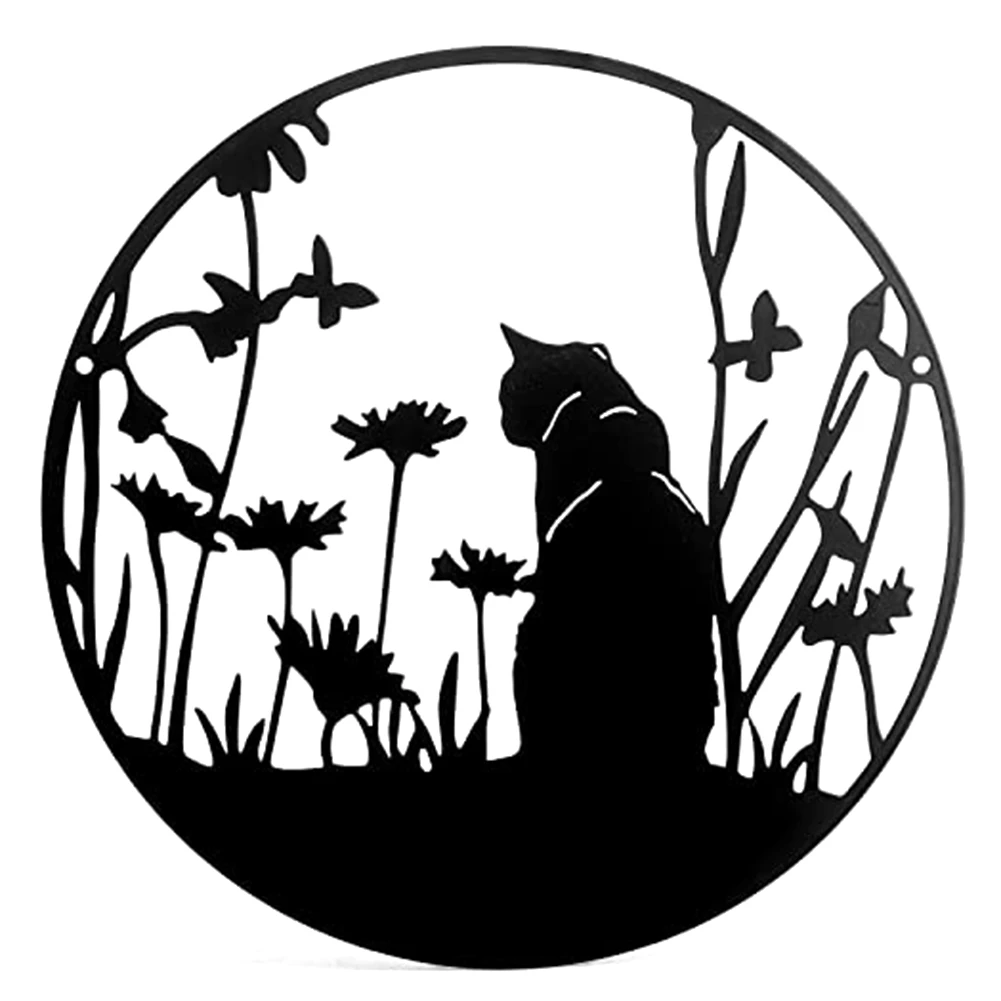 

EYFL-Metal Black Cats Silhouette Decor Cut Wall Art Элегантные кошки Леди Подарки Черные кошки Декор для любителей кошек Кошки Настенный декор