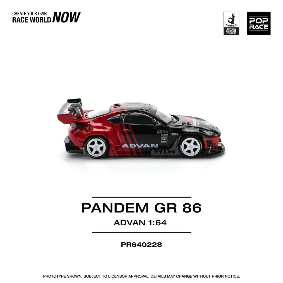 Pré-venda pop race 1:64 pandem gr86 zn8 2022 foguete coelho advan diecast diorama modelo de carro brinquedo