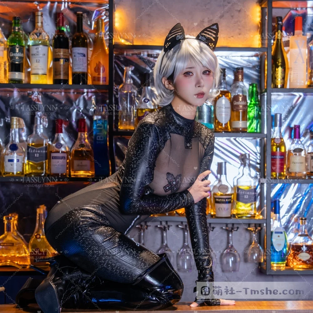 الأرنب الفتيات Cyberpunk زي معكوس الشاش أرنب بذلة فاسق البدلة المستقبل الميكانيكية نمط القط هالوين ازياء الأرنب البدلة