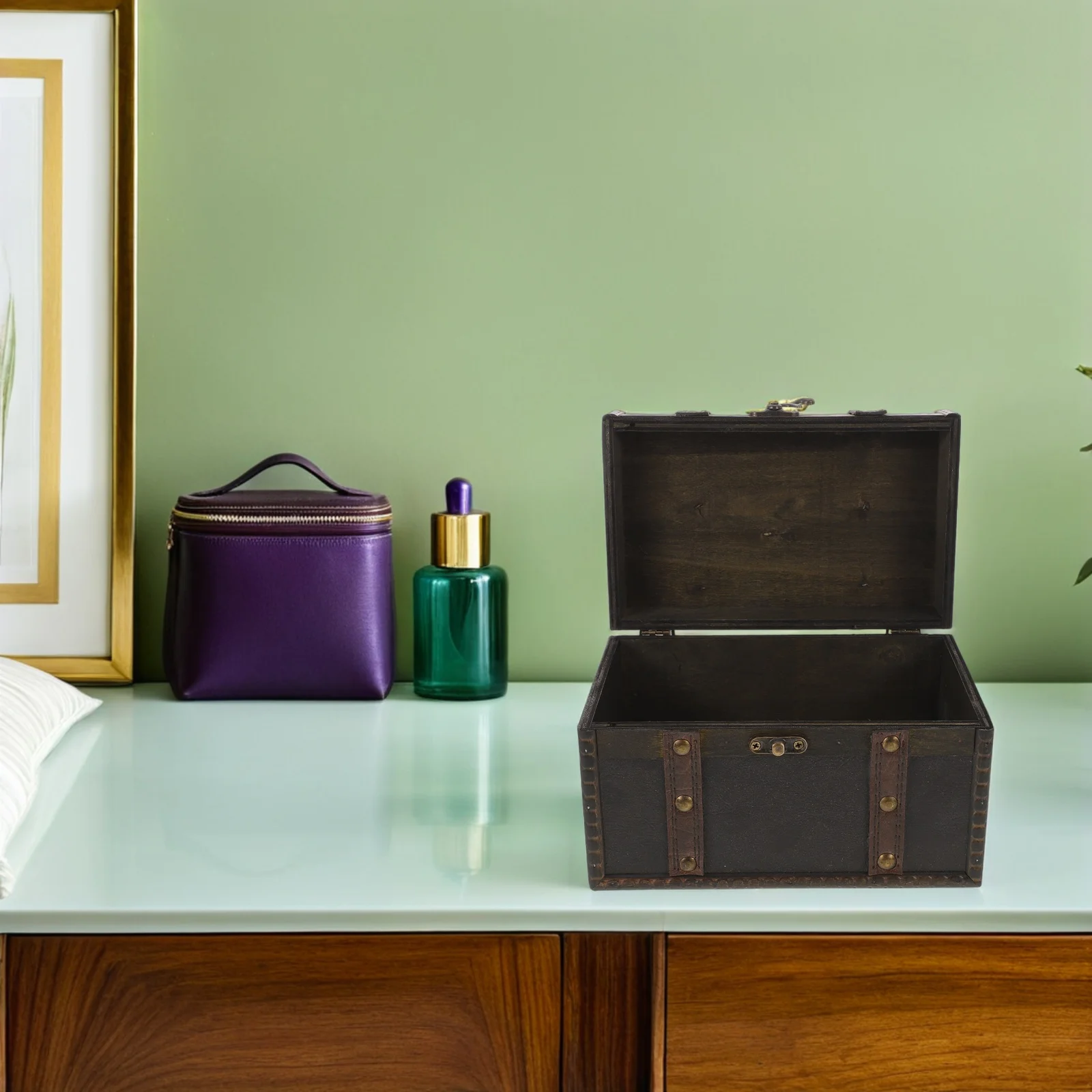 

Wooden Jewelry Box Vintage Style Dark Brown Storage Chest For Rings Earrings Trinkets Jewelry Storage Organizer Decorative