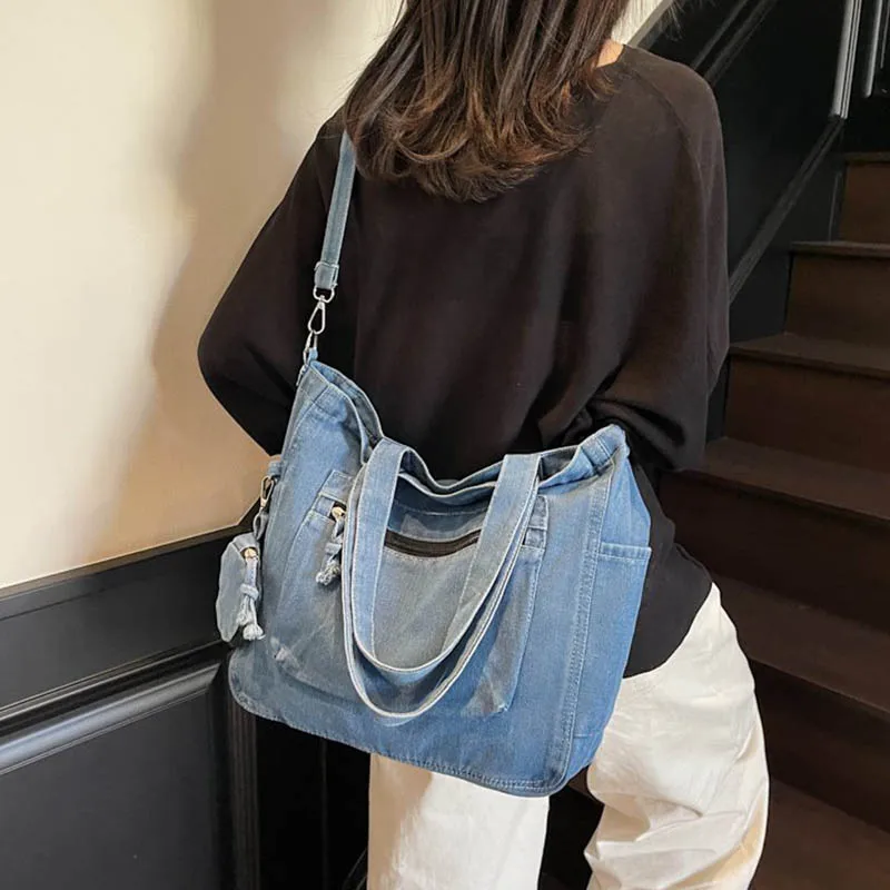 Ladies' Handbag 2026 Retro Denim Bag New Women'S Bag Washed Denim Shoulder Bags Crossbody Bag Hand Bags