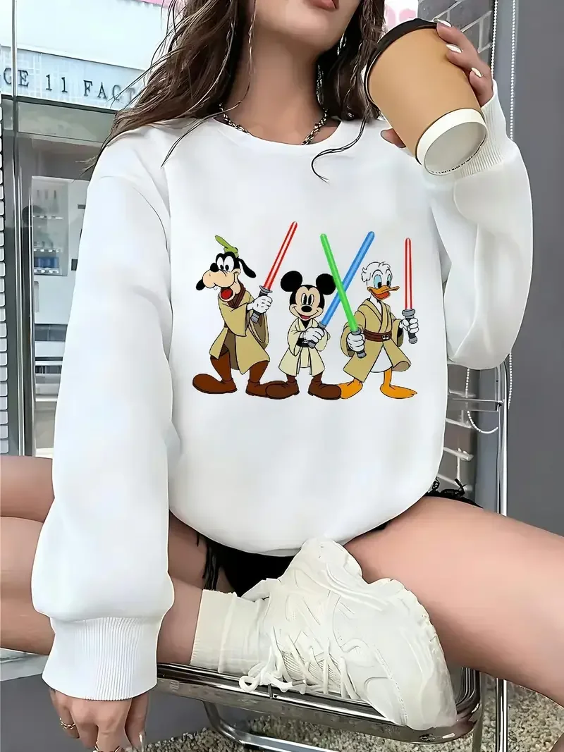 

2025 Новая повседневная модная модная спортивная толстовка с капюшоном Disney в стиле ретро, осень/зима, унисекс в кампусном стиле для мальчиков и девочек