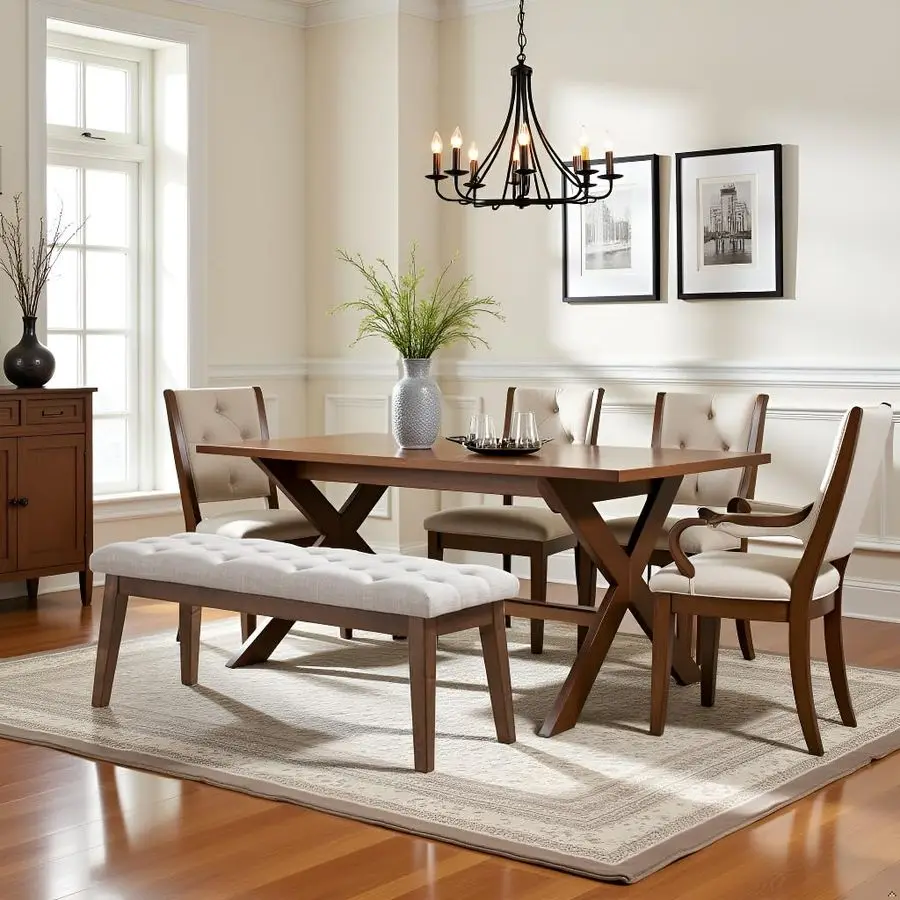 Schlafzimmerbank für das Ende des Bettes, gepolsterter Esszimmersitz für die Küche, gepolsterte Ottoman-Bank mit Knöpfen für Eingangsbereich und Wohnzimmer, Beige