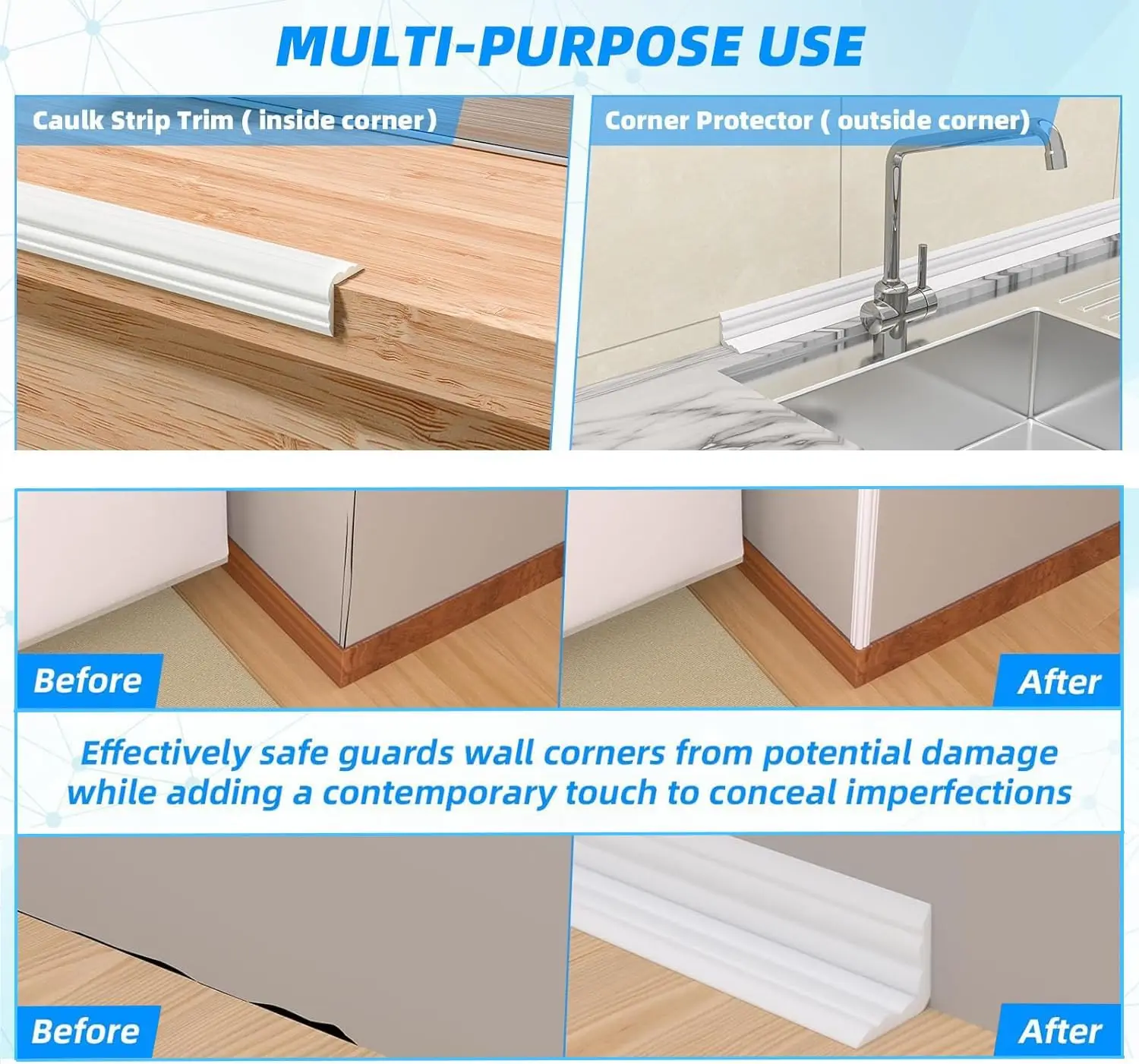 柔軟な壁コーナー保護モールディングトリム、天井用自己粘着式内外エッジガード
