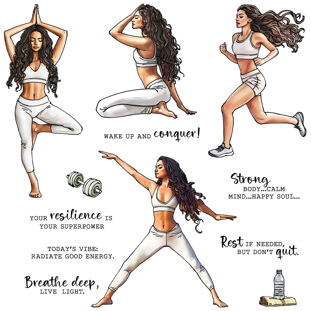 

Mangocraft Yoga Running Sporting Girls Clear Stamp DIY Scrapbooking Supplies Silicone Stamp For Card Making Albums Crafts Decor