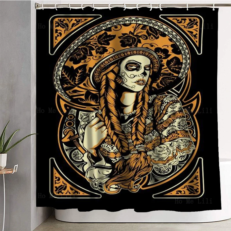 Day Of The Dead Skull Mariachi Woman Jack And Death Hippie Art Halloween Shower Curtain By Ho Me Lili For Bathroom Decor