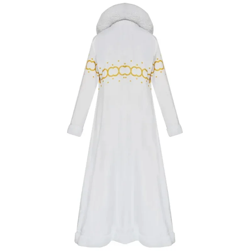Anime One Piece Nico Robin Cosplay Costume Purple Dress Uniform Long Fur Collar White Cloak Punk Outfit Halloween for Adult