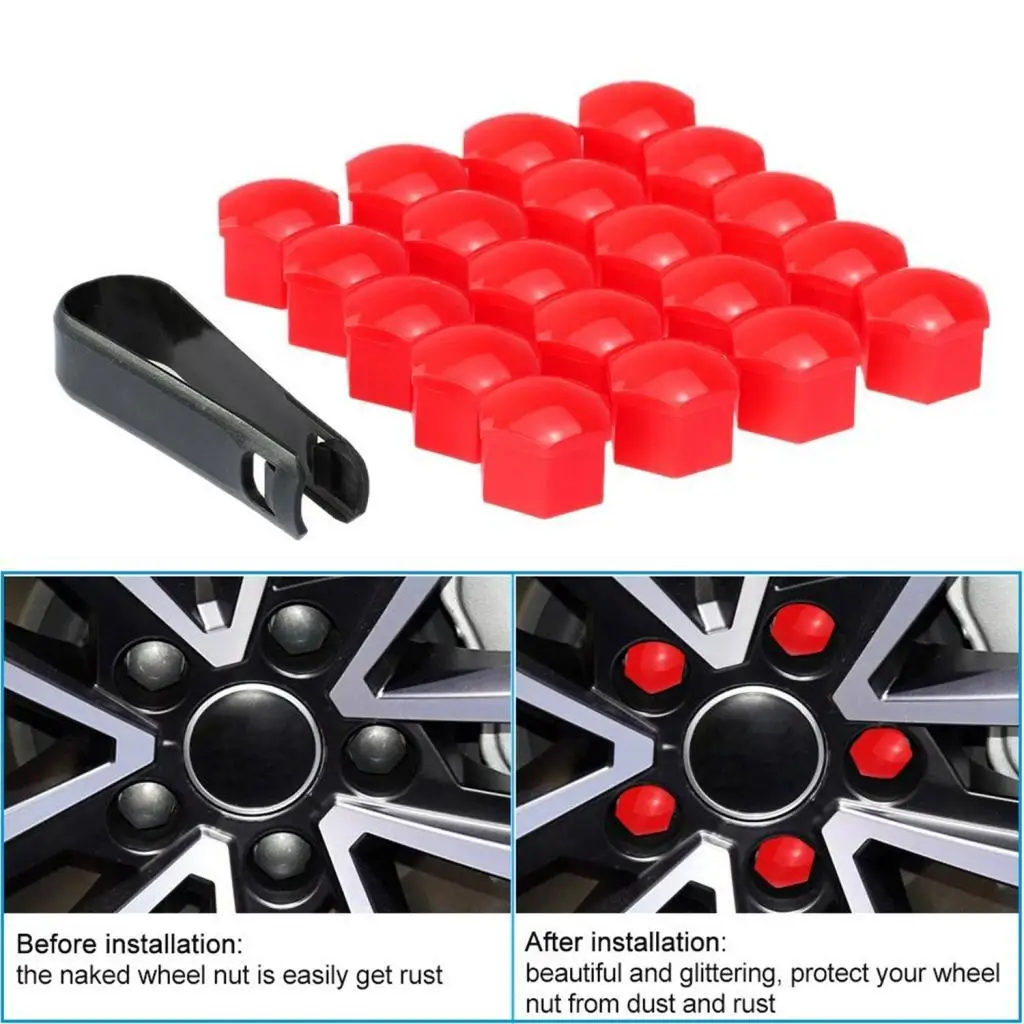 

19mm Universal Wheel Nut Cover Lug Bolt Cap Nylon Dust Shield Set for Car Rim Screw Protection with Removal Tool
